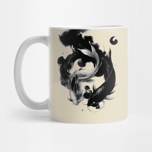 Koi fish Yin and Yang with Japanese ink Mug